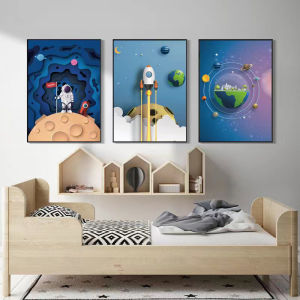 Himalaya Painting SET 3pcs (35cmx50cm) Astronaut Design Frameless Waterproof Sintraboard Decorative Wall No Light