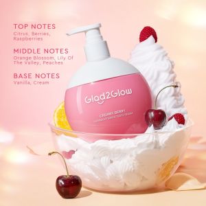 Glad2Glow Brightening Moisturizer Glowing Cream Berry Overnight Whitening Brighten Body Skin Hydrates Skincare