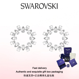 ♈Swarovski♈ Stylish Womens Jewelry The New Circle White Rhodium plated Millenia earrings Valentines Day gifts birthday gifts Free genuine gift box