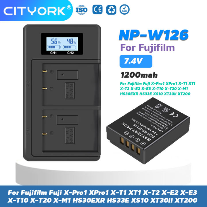 CITYORK 1200mAh Battery NP-W126 NP W126 NPW126 Dual LCD Screen