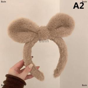 [COD] Buin New Rabbit Ear Plush Headband Women Solid Color Plush Hairband Hair Hoop Girls Fashion Makeup Hair Accessories
