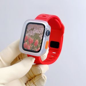 Case+Strap For Apple Watch Ultra 2 49mm 44mm 40mm 45mm 41mm Silicone watchband bracelet correa cover for iWatch series 8 9 7 6 SE 5 4