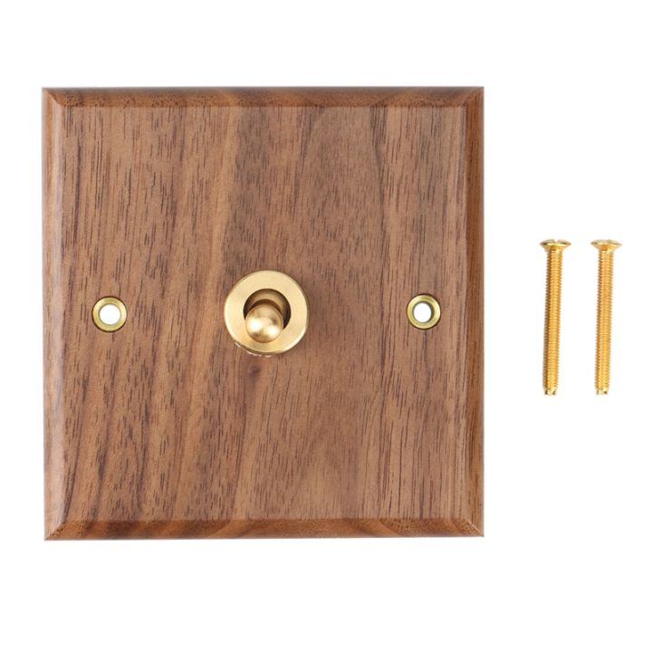 Retro American Industrial Style Light Switch Socket, Solid Wood Brass