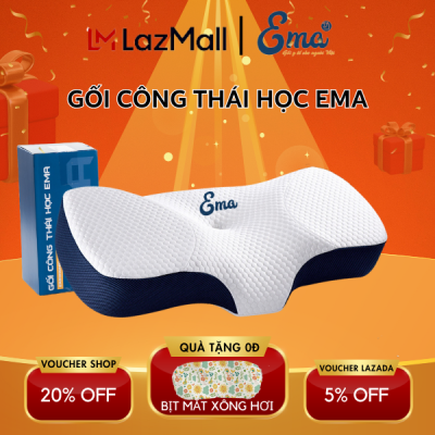 Gối công thái học Ema - Chống đau vai ngáy, ngủ ngáy, hỗ trợ ngủ nhanh - Thiết kế riêng biệt cho tư thế nằm ngửa và nằm nghiêng-Gối công thái học vải băng lạnh