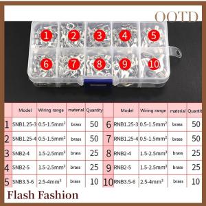 [Falsh F] 320Pcs Box 10 In 1 Terminals Non-Insulated Ring Fork U-type Brass Terminals kit