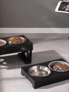 Adjustable Height Feeding Dish Bowl for Medium-sized Dogs - Lift Table and Double Bowls Stand