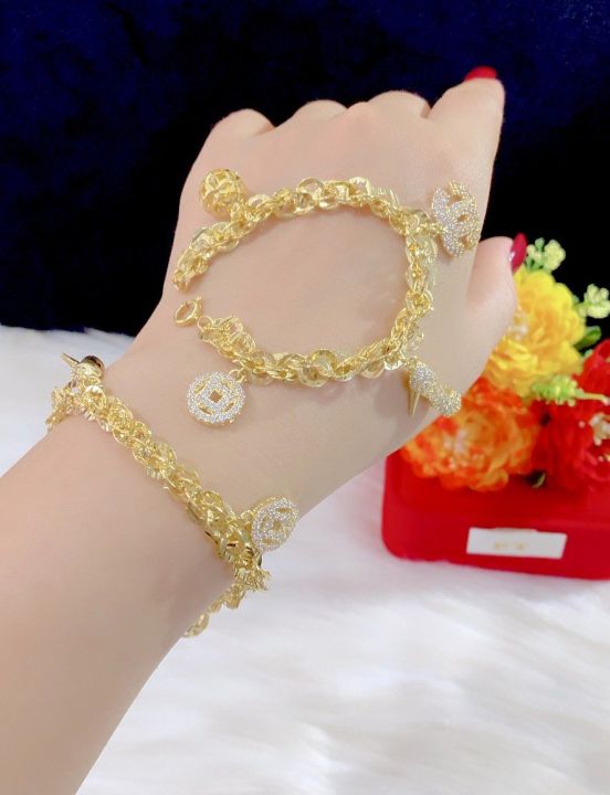 Lắc tay nữ mạ vàng kiểu dáng mắt xích kết hợp charm 290921 - Tubicony - Lắc tay nữ, lắc tay đẹp - Phong cách dễ thương | Lazada.vn
