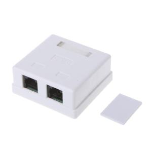 2 Port RJ45 Connector Junction Box for CAT6 Cat6e 8P8C Desktop Extension Cable Enclosure