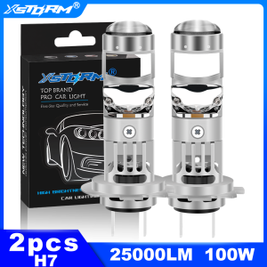 XSTORM 2pcs 100W 25000LM H7 LED Projector Car Bulb Mini Lens 1:1 Wireless Plug&Play Canbus 6500K Auto Motorcycle H7 LED Car Headlight Lens with Fan