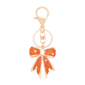Sparkling Rhinestones Bowknot Keychain Elegant Accessory Sturdy Alloy Metal Gift For Women