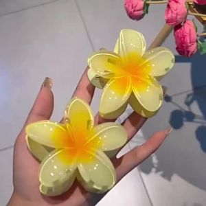 Mermaid Flower Hair Claw Clip for Women Girls 6 PCS Large Plumeria Flower Hair Clips for Thick Thin Hair Hawaii Hair Accessories