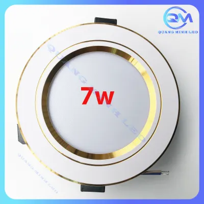 Đèn âm trần 7W viền vàng 3 chế độ màu cao cấp