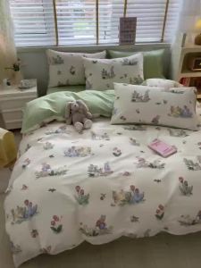 Sunnysunny 4 in 1 bedding set 2023 new popular patterns sheets set with pillowcase fitted bedsheet quilt cover comforter cover single Queen King Size