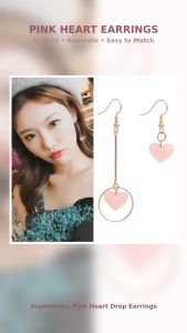 Anting Hati💕不对称爱心耳环 Asymmetric Heart Earrings 韩系轻奢甜美小众设计时尚百搭 Korean Style Fashion Jewelry Women