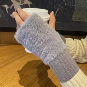 Fashion Soft Half Finger Gloves Solid Color Warm Insulation Fingerless Gloves Winter Womens Wear Accessory