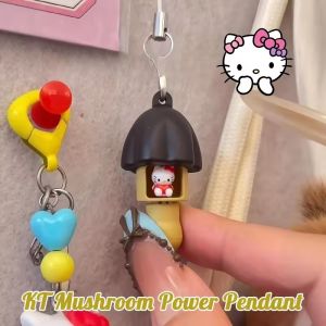 สไตล์ญี่ปุ่นน่ารัก เคที แมวเห็ดโทรศัพท์เสน่ห์ลูกแมวขนมปังปิ้งพวงกุญแจ น่ารัก เชือกเส้นเล็กจี้สําหรับกระเป๋าของขวัญที่สมบูรณ์แบบ