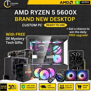[ The Game Changer PC Build ] AMD Ryzen 5 5600X Gaming Desktop Processor | Nvidia RTX GPU RX Graphics Card | CPU Ready to Use | Plug and Play | Collinx Computer
