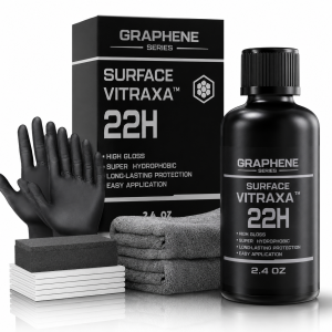 VITRAXA™ 22H is a high-performance graphene-infused surface coating engineered to deliver exceptional gloss extreme water repellency and durable defense.