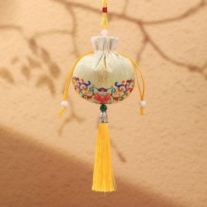 WISH BOUTIQUE Handmade Mid-Autumn Festival Sachet Bag Lucky Brocade Hanging Sachet Pendant Antique Jewelry Storage Bag Car Pendant Home Decor