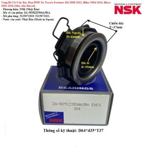 Bi cắt côn / Bạc Đạn PITE Xe Toyota Fortuner đời 2008-2022 Hilux 2004-2016 Hiace 2001-2016 (Máy dầu Diesel) Hàng Nhập khẩu Chính Hãng NSK 100%