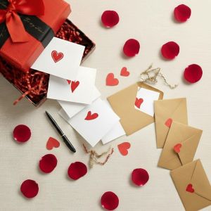 MUNCHX 60Pcs Blank Mini Cards Love Letters Envelope Set Elegant Box Pre-Written Cards DIY Love Notes Box Love Messages Heart Stickers Romantic Gift Box Valentines Day