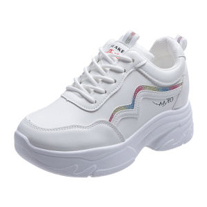 Flash Sale Womens White Thick Bottom Rubber Daddy Sneakers - Internal Heightening. (Add One Size)#A21