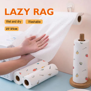 50pcs Per Roll Kain Lap for Kitchen Reusable Washable Multipurpose Kitchen Disposable Rag Roll Kitchen Cloth Wipes Dish Paper Towel Cloth