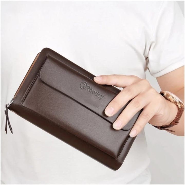 Rhodey Dompet Clutch Wanita Bahan Kulit 007 Dompet Panjang Hitam