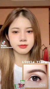 คอนแทคเลนส์ ลายธรรมชาติ Mini Tiara สีเทา/ตาล gray/brown ค่าสายตา (0.00)-(-10.00)