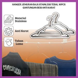 Hanger Baju Stainless Isi 10pcs Gantungan Jemuran Pakaian Kawat Tahan Lama Serbaguna - FR Gallery