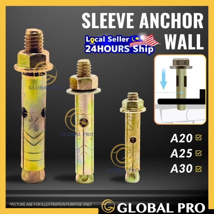[1PC] A20/A25/A30 PREMIUM Sleeve Anchor Wall Expansion Bolt Iron Plug