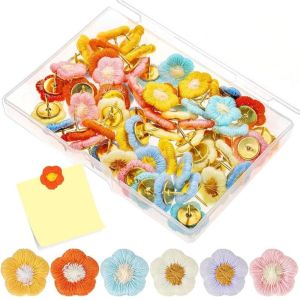 MICANGP 20/30/50Pcs สร้างสรรค์และสร้างสรรค์ หมุดปักดอกไม้ ดีไอวาย 3D หมุดกดดอกไม้สี แบบพกพาได้ ใช้ซ้ำได้ ตะปูหัวแม่มือ ภาพตกแต่งผนัง