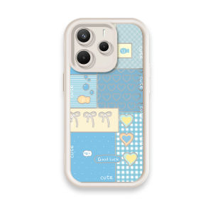For Xiaomi Redmi Note 14 5G Phone caseKawaii Cute Blue Patchwork Heart Bow Aesthetic Phone Case
