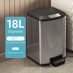 10L Premium Stainless Steel Tall & Thin Pedal Trash Can Bathroom Toilet Kitchen Bin