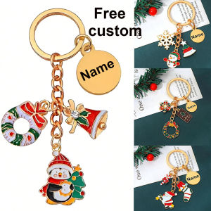 Personalized Christmas Keychain Santa Claus Candy Christmas Tree Gift Keychain Jewelry Pendant for Student Teacher