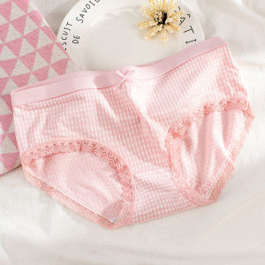 JKG C1327 Celana Dalam Wanita Dewasa Bahan Lembut Katun Pita CD Motif Kotak Polos