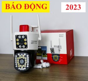 Camera WIFI Yoosee 2 mắt xem 2 màn hình CÙNG LÚC ĐÈN NHÁY chất liệu chống nước bển bỉ xoay 360 độ xem đêm có màu rõ nét 2023