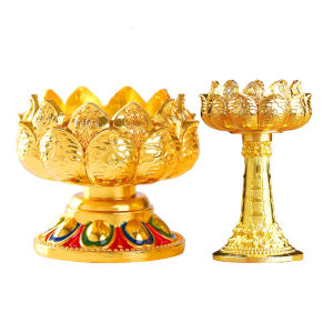 Coppers Butter Lamp Holder Iron Candlestick Seats Buddhist Lotuss Metal Candlestick for Buddhas Lamp Gold Holder