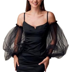 Beadwork Sheer Arm Sleeves for Bride With Puff Design For Wedding Ceremony Seethrough Arm Covers for Formal Event