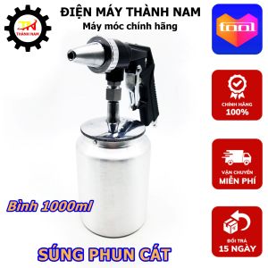 Bình Phun Cát Dùng Khí Nén Đánh Gỉ Sét - Chất Liệu Inox 304 Sáng Bóng - Dung Tích 1000ml - Bảo Hành 6 Tháng