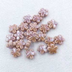 VINEY 10pcs Thủ công thủ công Hạt hoa năm cánh Màu sắc tươi mới Gốm Hạt rời miếng đệm gốm Kẹp tóc 3D Vật liệu làm đồ trang sức Sinh viên