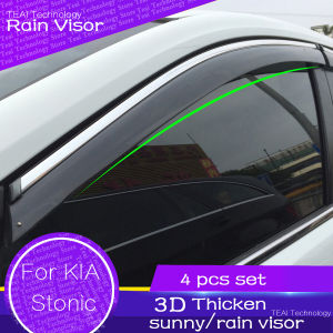 Car Rain Visor For KIA stonic 2019 2020 2021 2022 2023 2024 Window Vent Shades Deflector Guard Door Chrome Sunvisor
