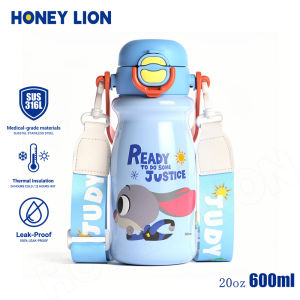 HoneyLion - 5-Layer Insulation Thermal Tumbler 600ML 316L Stainless Steel Water Bottle with Anti-Mis Touch Safety Lock & Strap Portable Flask for Outdoor Camping Sports