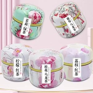 Womens Day Gift: Peach and Osmanthus Oolong Tea Rose Black Tea Small Tin Cans of Tea Tin-Boxed Fruit Gift Flower Tea