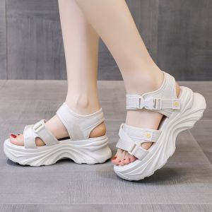 Dép sandal nữ siêu xinh đế cao 5cm Xăng đan đế bằng quai dán nâng chiều cao MSP 2331 MIMI