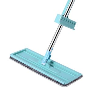 Magical Mop Steel Handle 360° Swivel Microfiber Mop Dry Wet Kitchen Cleaning No-Hands Flat Mop