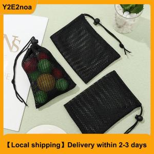【Local shipping】 Black White Durable Mesh Drawstring Bag Storage Pouch Multi Purpose Home Travel Outdoor Activity Laundry Bag Stuff Sack