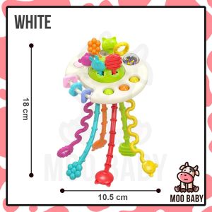 ⭐Moo Baby Toy UFO Pull String Toy Mainan Baby 6 Bulan Toys for Baby Toys 0 12 Months Baby Teether Toys Baby Sensory Toy