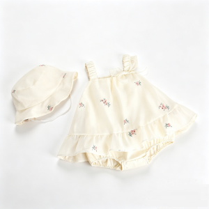 Baby Girl Romper Clothes + Hats Sleeveless Jumpsuit Princess Gauze Dress Romper Girl Sling Dress