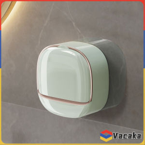 Vacaka Creative Soap Box Drain Perforation-Free Shelf Wall-Mounted Soap Box with Lid Laundry Soap Box